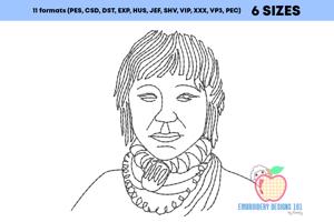 A sketch of the African woman Line Art