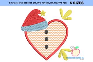 Santa Hat With Heart Applique