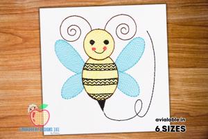 Cute Cartoon Bee Sketch Embroidery