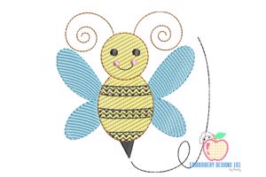 Cute Cartoon Bee Sketch Embroidery