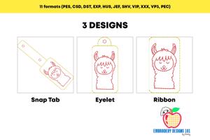 Cute Cartoon Llama  ITH Snaptab Keyfob Design