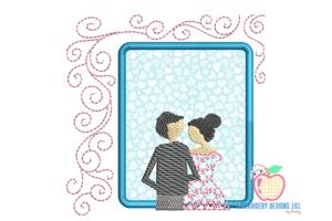 Wedding Couple in Window Embroidery Applique