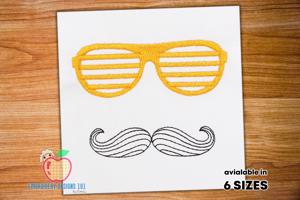 A Daddy Look With A Sunglasses Sketch Embroidery