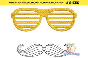 A Daddy Look With A Sunglasses Sketch Embroidery