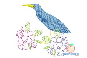 Dwarf bittern Sketch Embroidery