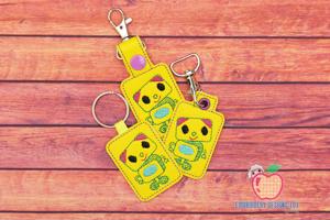 Retro Robot Toy ITH Key Fob Pattern