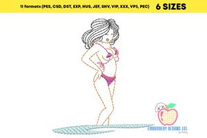 Bikini Girl on the beach Quick Stitch