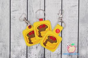 Stack of pancakes with syrup and berry ITH Keyfob Design