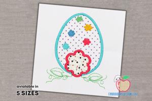Floral Design on Easter Egg Embroidery Applique