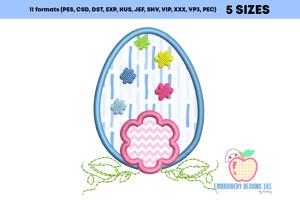 Floral Design on Easter Egg Embroidery Applique