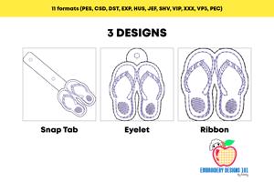 Flip Flops ITH Key Fob Pattern