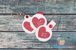 Heart and Heartbeat ITH Key Fob Pattern