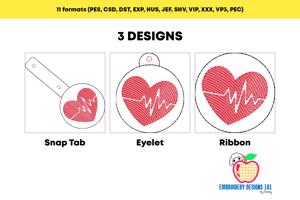 Heart and Heartbeat ITH Key Fob Pattern