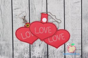 Happy valentine's Day LOVE Heart ITH Keyfob Design