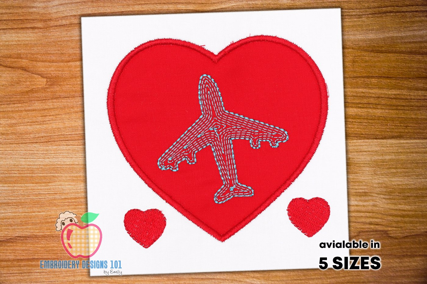 Airplane in Heart Embroidery Design