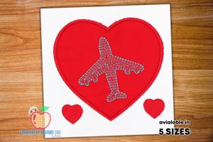 Airplane in Heart Embroidery Design