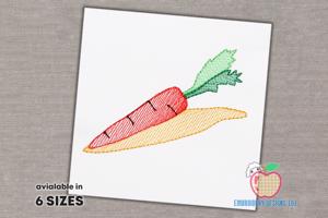 Fresh Carrot Design Sketch Embroidery