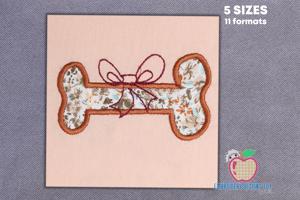 Gifted Dog Bone with Bow Applique Design