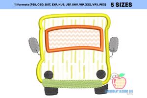 Ribbon Bow on School Bus Embroidery Design