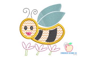 Mini Bee Flying Applique Design