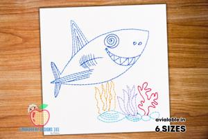 Funny Shark in Water Bean Stitch