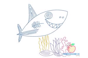 Funny Shark in Water Bean Stitch