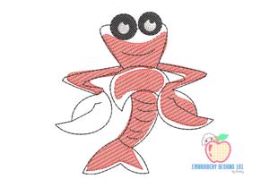 Cartoon Lobster Sketch Embroidery