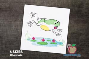 Frog Jumping In The Pond Quick Stitch