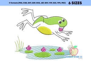 Frog Jumping In The Pond Quick Stitch