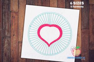 Round Shape In Love Heart Sketch Embroidery