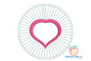 Round Shape In Love Heart Sketch Embroidery