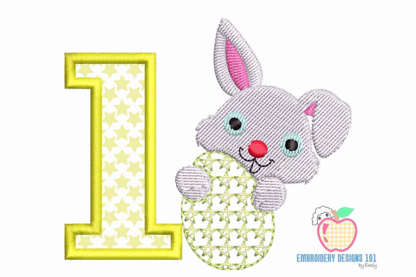 Easter Bunny And Egg with Number one Applique