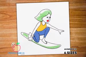 A Girl Doing The Surfing Quick Stitch