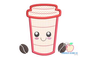 Coffee Cup with Beans Applique Design