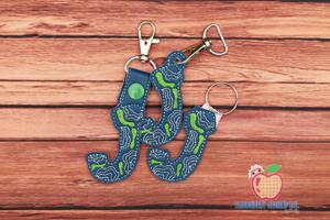 Designer Letters J ITH Key Fob Pattern