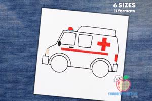 Ambulance Van on road Quick Stitch