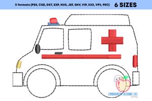Ambulance Van on road Quick Stitch