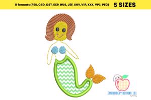 Cute Baby Mermaid Embroidery Applique