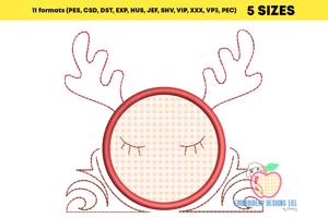 The Red Color Antlers Of The Reindeer Embroidery Design