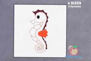 Cute Cartoon Seahorse Sketch Embroidery
