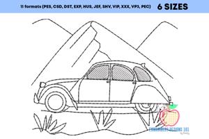 Vintage car Sketch Embroidery
