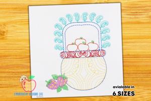 Basket Of The Fruits Sketch Embroidery