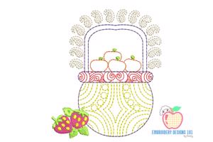 Basket Of The Fruits Sketch Embroidery