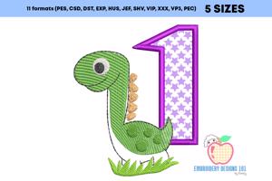 The Dinosaur In Green Color Applique Pattern