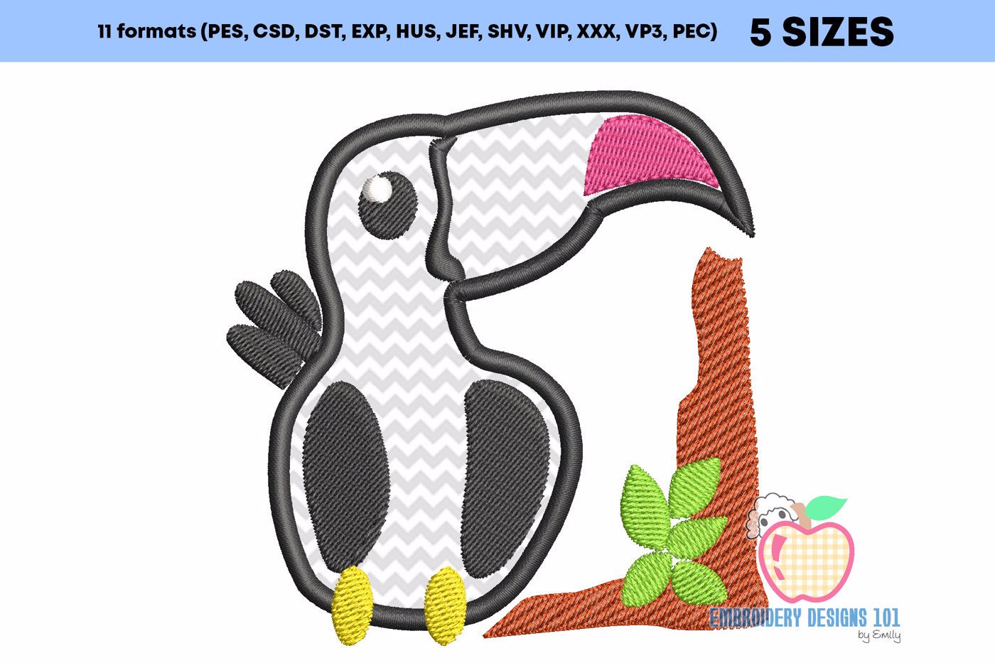 Toucan on Branch Applique Design