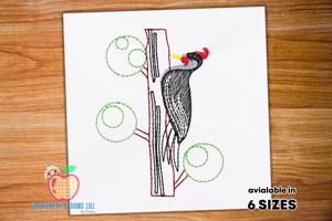 Woodpecker Sketch Embroidery