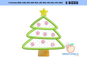 Decorative Christmas Tree Embroidery Applique