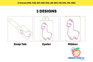 Hairy Llama ITH Snaptab Keyfob Design