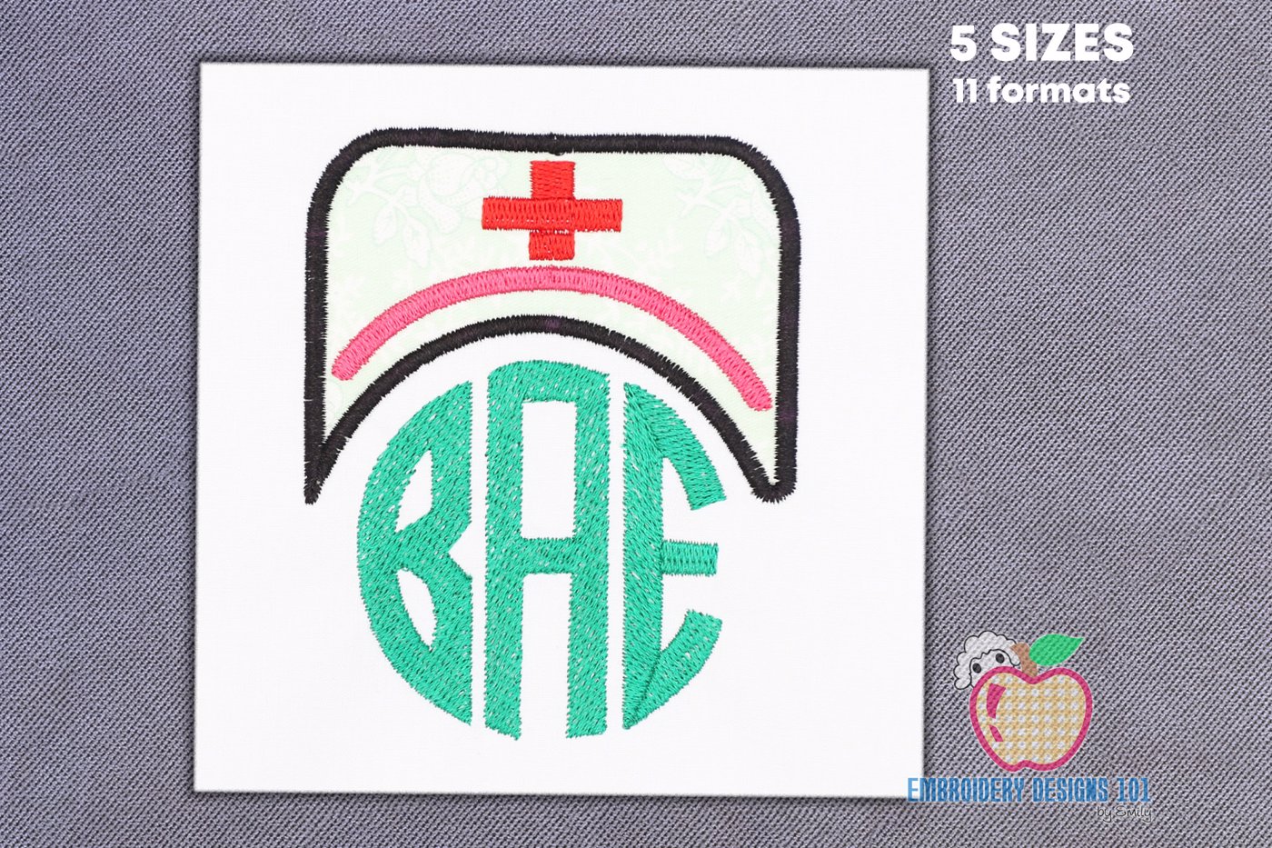 Nurse Cap with Monogram Applique