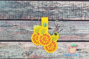 Flower with leaf Keyfob Keychain ITH